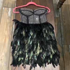 Faux Peacock feather dress